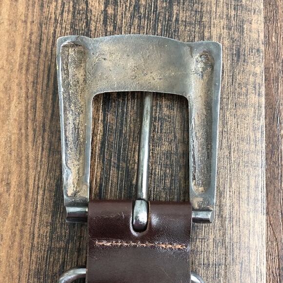 Vintage Woven Leather Belt Ornate Floral Buckle Jennifer Graham Size Small Brown - Picture 8 of 13